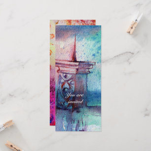 GNOMON AND LADY OF THE LAKE Pink Blue Waterverf Kaart