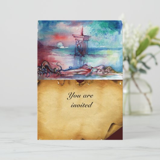 GNOMON EN DE VROUWE VAN HET MEER Bruin perkament Kaart (Staand voorkant)