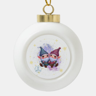 Gnomoscoop Tweelingen Sneeuwvlok ingelijst Ornamen Keramische Bal Ornament