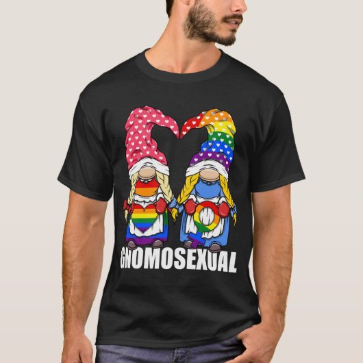 Gnomosexual LGBTQ Pride Gnoom voor Lesbisch T-shirt (Voorkant)