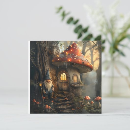 Gnoom en paddenstoel huis ontwerp kaart (Staand voorkant)