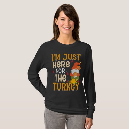Gnoom hier voor de Thanksgiving van Turkije: lange T-shirt (Voorkant volledig)