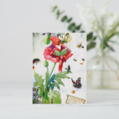 Gnoom in een papaverbloem briefkaart (Staand voorkant)