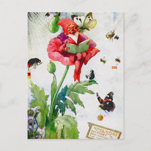 Gnoom in een papaverbloem briefkaart (Voorkant)