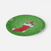 Gnoom in kerstmis met groene zwembroeken Snowflake Papieren Bordje (Gekanteld)