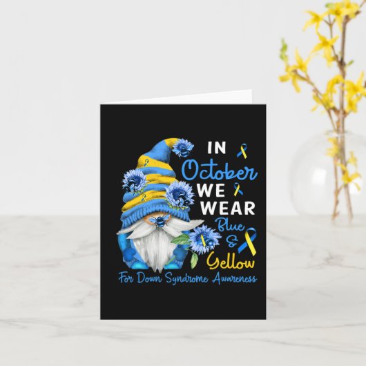 Gnoom in oktober Draag we blauw-geel-downsyndroom Kaart (Gele Bloem)