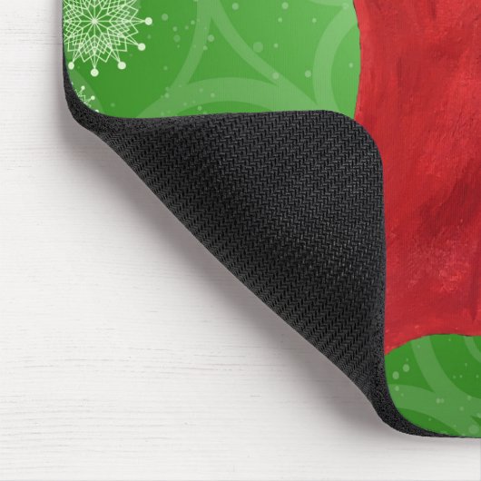 Gnoom in Stocking Green Swirls Snowflakes Muismat (Hoek)