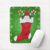 Gnoom in Stocking Green Swirls Snowflakes Muismat (Met muis)