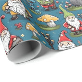 Gnoom Kerstvakantie kabouters Scandinavisch Noords Cadeaupapier (Rol Hoek)