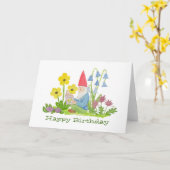 Gnoom met de verjaardagskaart van het Boek van de Kaart (Gele Bloem)