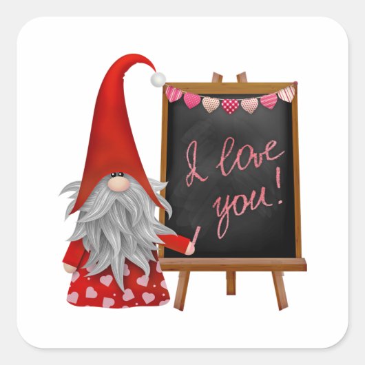  gnoom met hart en liefde Square Vierkante Sticker (Voorkant)