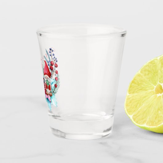 Gnoom met kerstcadeautas shot glas (Rechts)