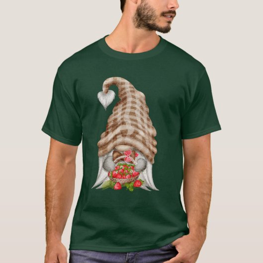 Gnoom met korf aardbeien Geplakt Pet Unisex T-shirt (Voorkant)