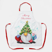 Gnoom met Pet met kerstbomen en cadeautjes - flauw Schort (Voorkant)