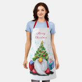 Gnoom met Pet met kerstbomen en cadeautjes - flauw Schort (Gedragen)