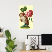  gnoom met roze roze Poster afdrukken (Thuiskantoor)