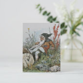 Gnoom met zijn baard op een log briefkaart (Staand voorkant)