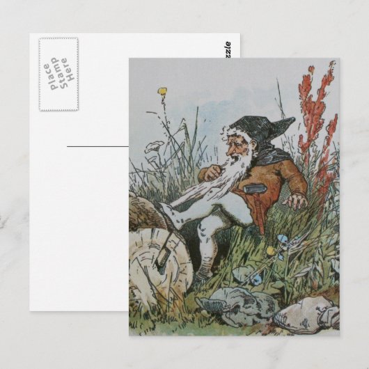 Gnoom met zijn baard op een log briefkaart (Voorkant / Achterkant)