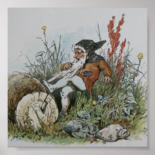 Gnoom met zijn baard op een log poster (Voorkant)