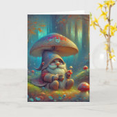 Gnoom onder een paddenstoel verjaardag kaart (Gele Bloem)