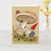 Gnoom vind een lieveheersbeestje en paddenstoel kaart (Gele Bloem)