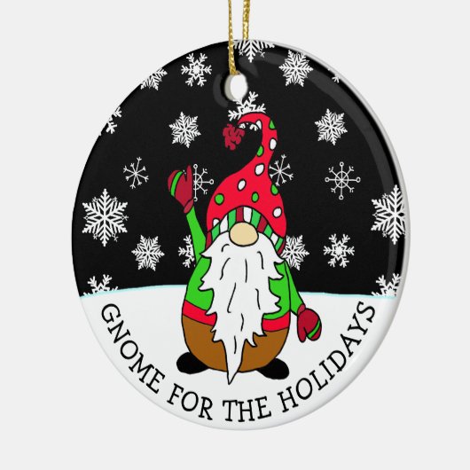 Gnoom voor de Feestdagen Kerstmis Keramisch Ornament (Links)