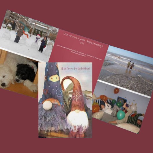 Gnoom voor Feestdagen Editable Tri-Fold Holiday Ca Drieluik Aankondiging