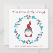 Gnoom voor Feestdagen Fun Cute Elf Floral Wreath Feestdagenkaart (Voorkant)