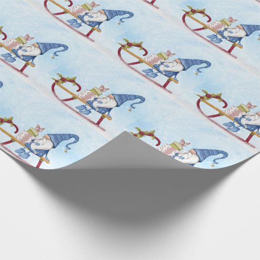 Gnoom voor kerst Gedecormeerde Sleigh Cadeaupapier (Hoek)