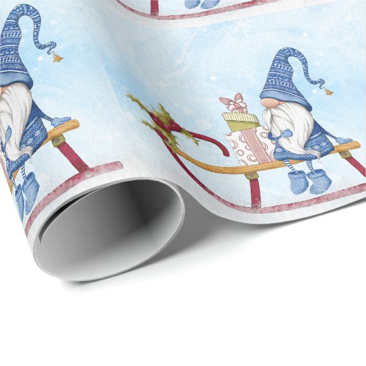 Gnoom voor kerst Gedecormeerde Sleigh Cadeaupapier (Rol Hoek)