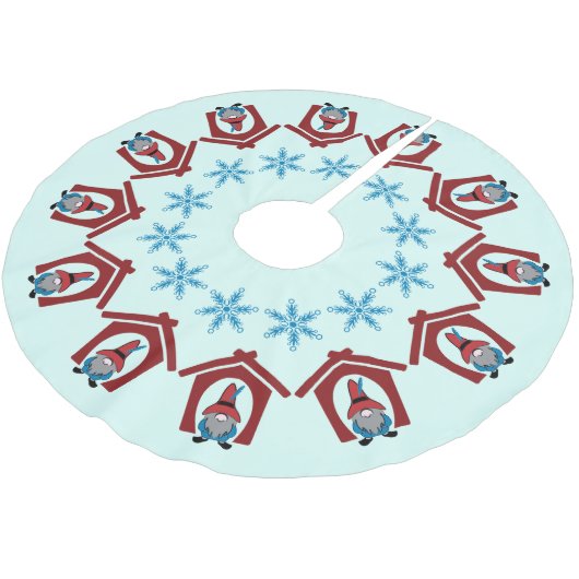 Gnoom voor Kerstmis met Snowflakes Red Blue Kerstboom Rok (Gekanteld)
