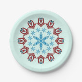 Gnoom voor Kerstmis met Snowflakes Red Blue Papieren Bordje (Voorkant)