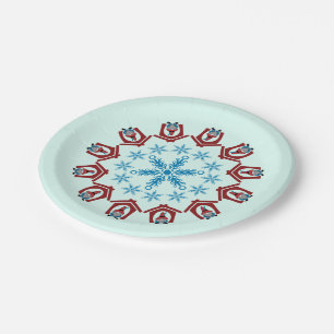 Gnoom voor Kerstmis met Snowflakes Red Blue Papieren Bordje