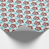 Gnoom voor kerstpatroonrood blauw cadeaupapier (Hoek)