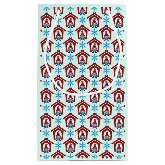 Gnoom voor kerstpatroonrood Blauw op maat Klein Cadeauzakje (Achterkant)