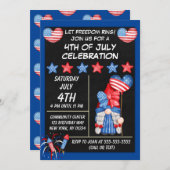 Gnoome 4th of Juli partijuitnodiging in Blauw Kaart (Voorkant / Achterkant)