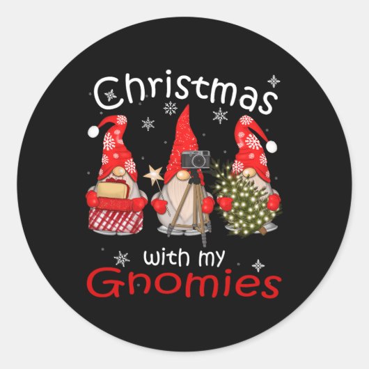 Gnoome Family Kerstmis voor vrouwelijke Mannen - G Ronde Sticker (Voorkant)