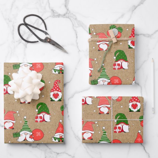 Gnoome patroon kerstvakantie Craft Inpakpapier Vel (Voorkant)