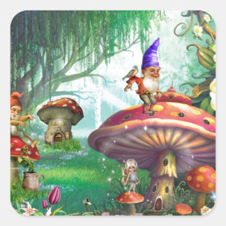 Gnoompaddenstoelen met doorsnee ingang vierkante sticker