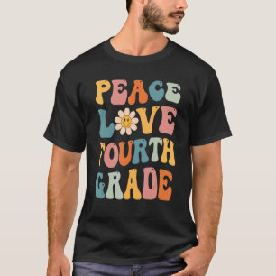 Gnoovy Retro Peace Love Fourth Grade Back T-shirt