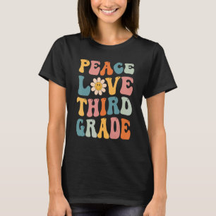 Gnoovy Retro Peace Love Third Grade Back T T-shirt