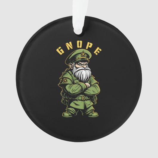 Gnope Garden Gnome Grappige Militaire Officier Tui Ornament (voorkant)