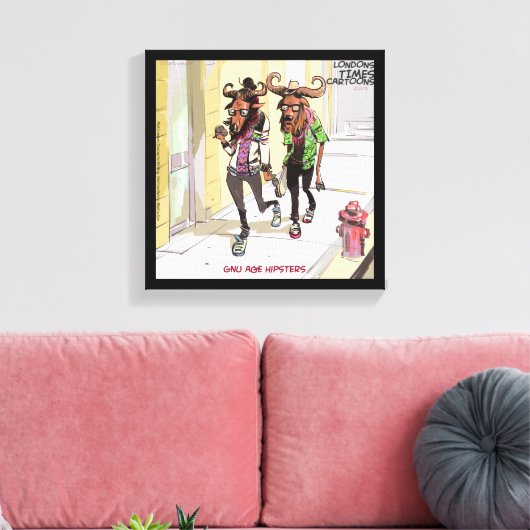 Gnu Age Hipsters Funny Rick London Canvas Print (Insitu (Woonkamer))