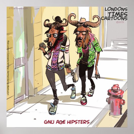 Gnu Age Hipsters Funny Rick London Poster (Voorkant)