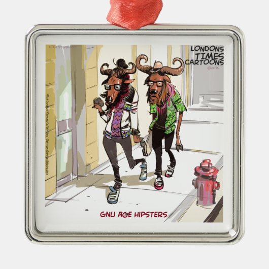 Gnu Leeftijd Hipsters Rick Londen Grappig Metalen Ornament (Voorkant)