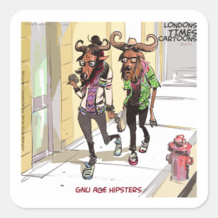Gnu Leeftijd Hipsters Rick Londen Grappig Vierkante Sticker