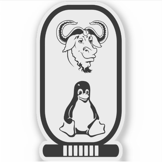 GNU Linux hiërogliefen cartouche Sticker (Voorkant)