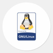 GNU/Linux Ronde Sticker (Voorkant)