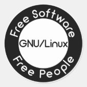 GNU/Linux Ronde Sticker (Voorkant)
