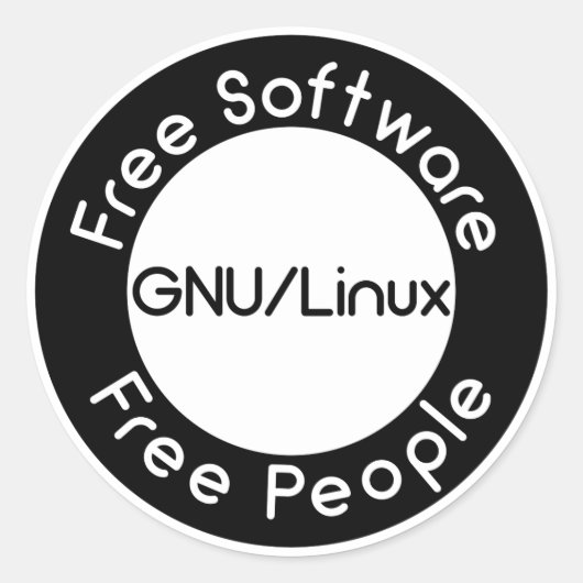 GNU/Linux Ronde Sticker (Voorkant)